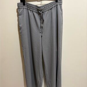 Express woman’s metalic striped drawnstring elastic waistband wide leg design